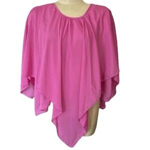 Braja NWT Wom 1 Size Pink Pullover Satin  Assymetric Handkerchief Top/Fairycore
